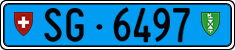 License plate of Switzerland, Work and fire vehicles (blue)