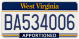 West Virginia, Apportioned (BA123456)