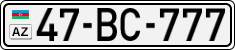 License plate of Azerbaijan, Cars