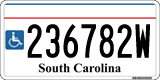 South Carolina, Vehicles for disabled persons (123456W)