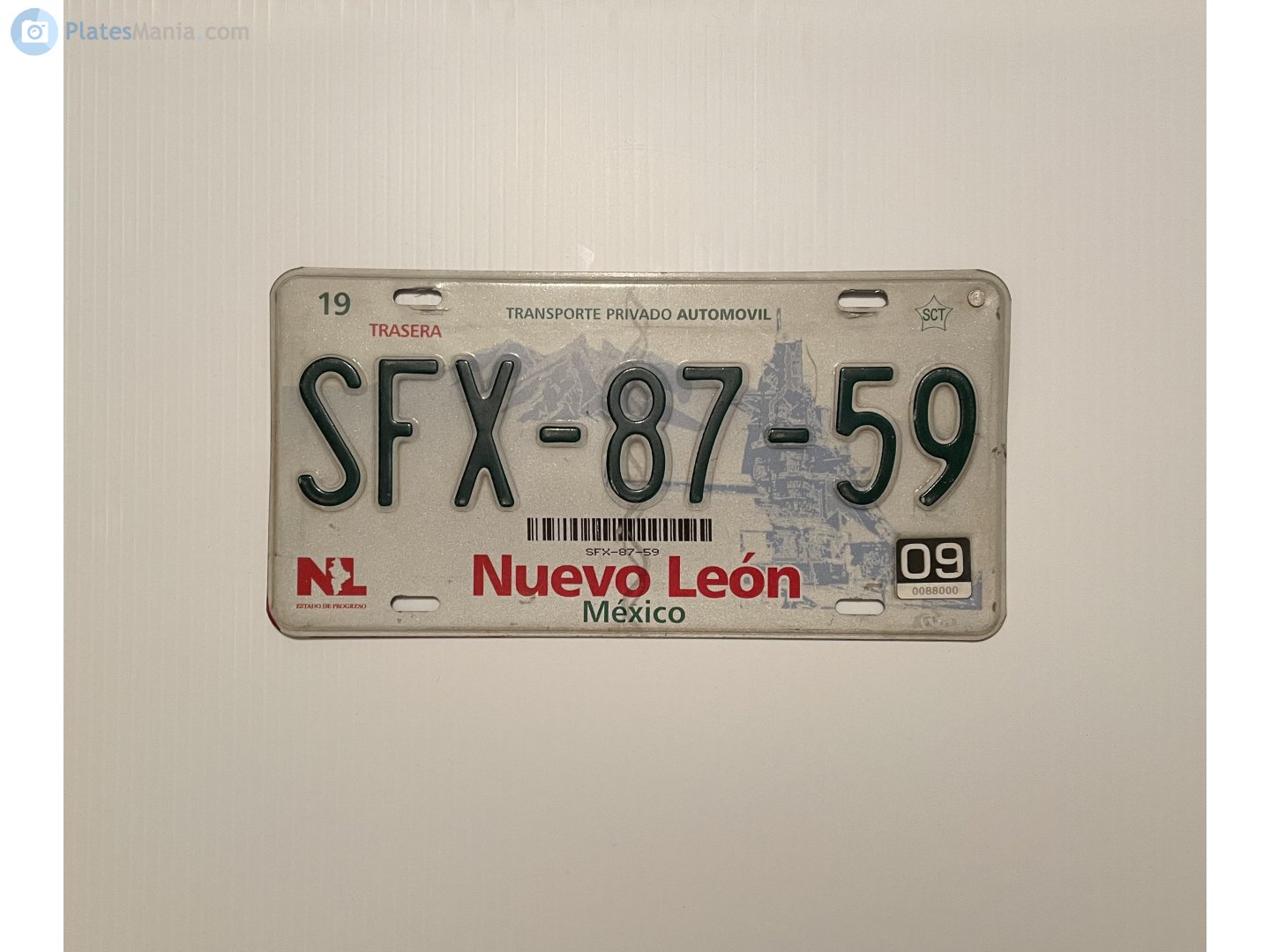 SFX-87-59, License plate without vehicle 