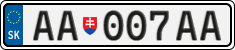 License plate of Slovakia, Cars