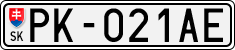 License plate of Slovakia, Cars