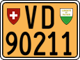 License plate of Switzerland, Slow vehicles (yellow)