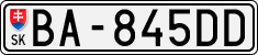 License plate of Slovakia, Cars