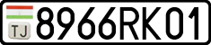 License plate of Tajikistan, Private owners (2009)