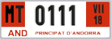 License plate of Andorra, Provisional (1234)