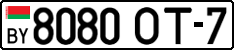 License plate Belarus, Cars (2004)