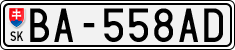 License plate of Slovakia, Cars