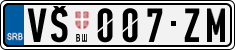 License plate of Serbia, Cars