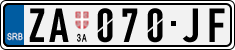 License plate of Serbia, Cars