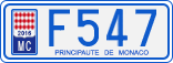 License plate of Monaco, Cars
