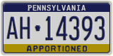 Pennsylvania, Specialty plates (AB-123XX)