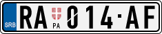 License plate of Serbia, Cars