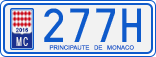 License plate of Monaco, Cars