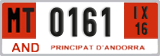 License plate of Andorra, Provisional (1234)