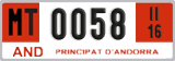 License plate of Andorra, Provisional (1234)