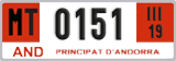 License plate of Andorra, Provisional (1234)