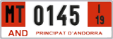 License plate of Andorra, Provisional (1234)
