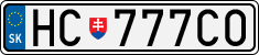 License plate of Slovakia, Cars