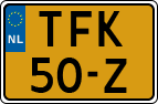 License plate of the Netherlands, Agricultural vehicles