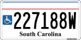South Carolina, Vehicles for disabled persons (123456W)