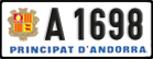 License plate of Andorra, Cars (A 1234)