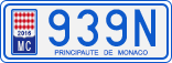 License plate of Monaco, Cars