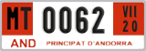 License plate of Andorra, Provisional (1234)