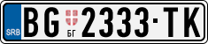 License plate of Serbia, Cars