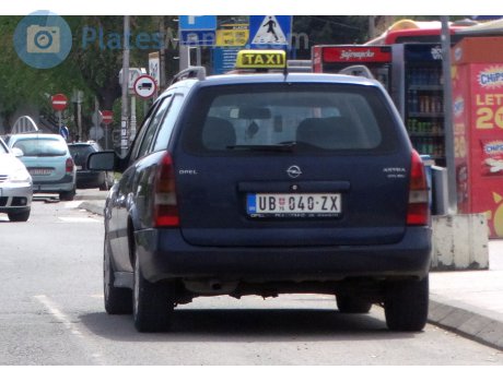 UB 040-ZX, Opel Astra (Ub) License plate of Serbia