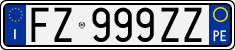 License plate of Italy, Cars (1994 year series)