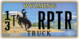 Wyoming, Vanity Plates (1(2) XXXXX)