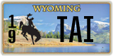 Wyoming, Vanity Plates (1(2) XXXXX)