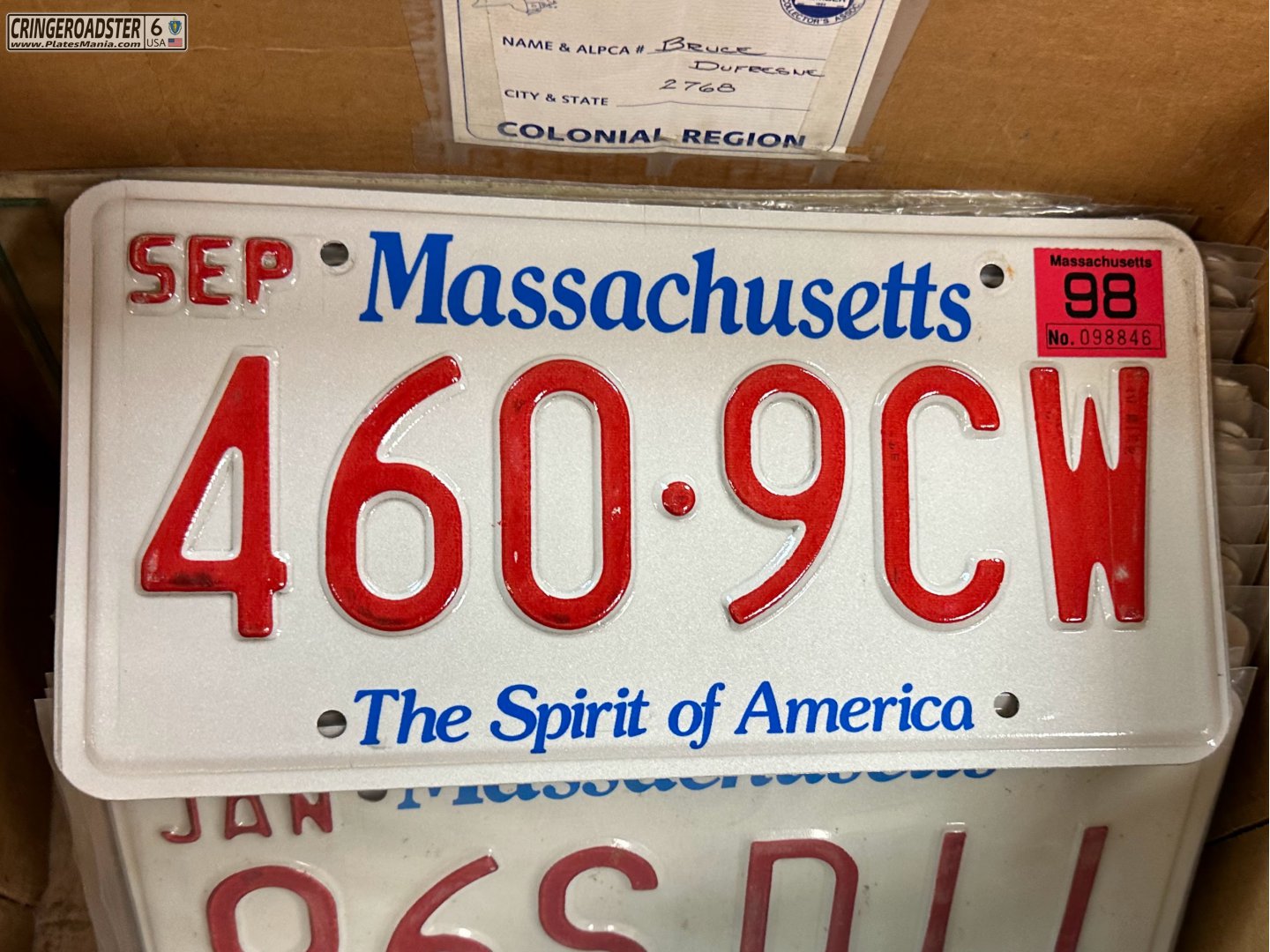 460-9CW, License plate without vehicle 