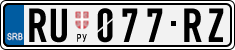 License plate of Serbia, Cars