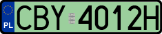 License plates of Poland, Electric vehicles