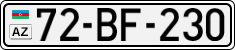 License plate of Azerbaijan, Cars