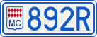License plate of Monaco, Cars