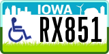 Iowa, Vehicles for disabled persons (XXXXX)