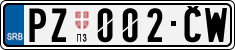 License plate of Serbia, Cars