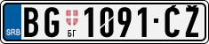 License plate of Serbia, Cars