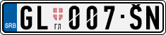 License plate of Serbia, Cars