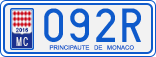 License plate of Monaco, Cars
