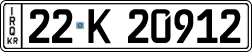 License plate of Iraq, 2022 year system