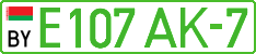 License plate Belarus, Electric vehicles (cars)