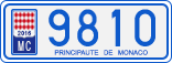 License plate of Monaco, Cars