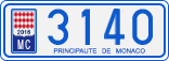 License plate of Monaco, Cars