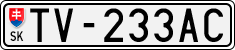 License plate of Slovakia, Cars