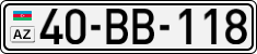 License plate of Azerbaijan, Cars